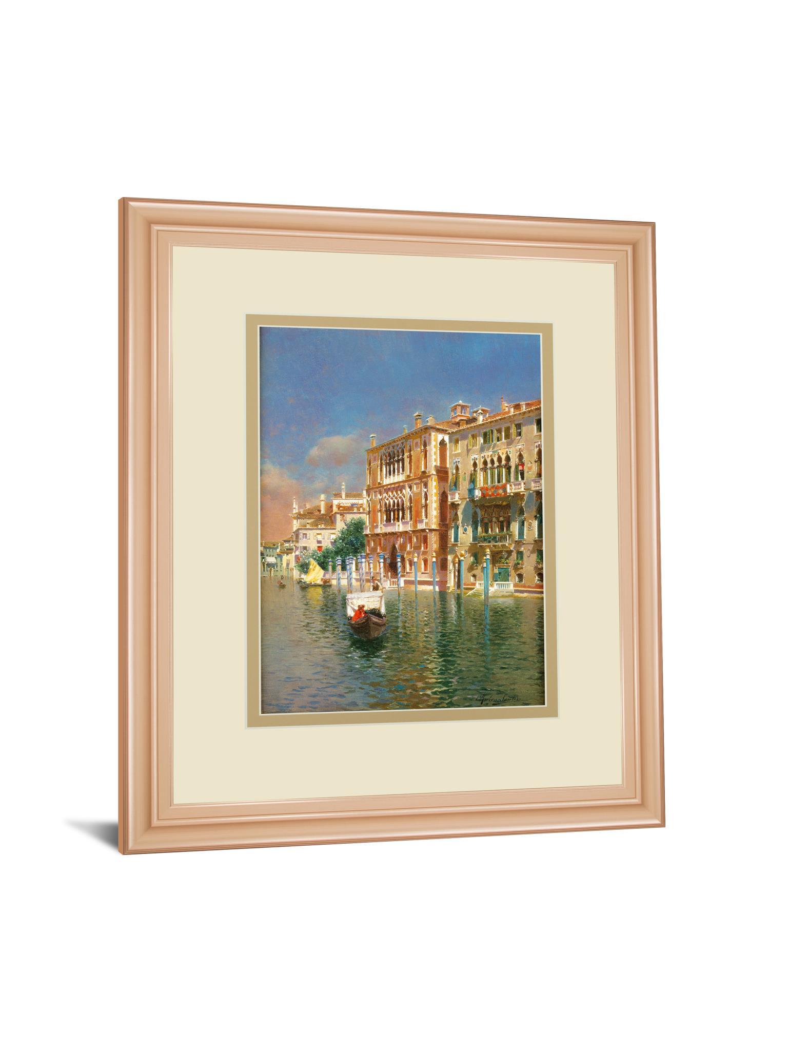 The Grand Canal, Venice By Rubens Santora - Framed Print Wall Art - Blue Classy Art