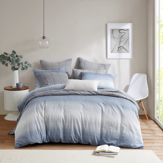 3 Piece Duvet Set Blue Cal King Olliix.com