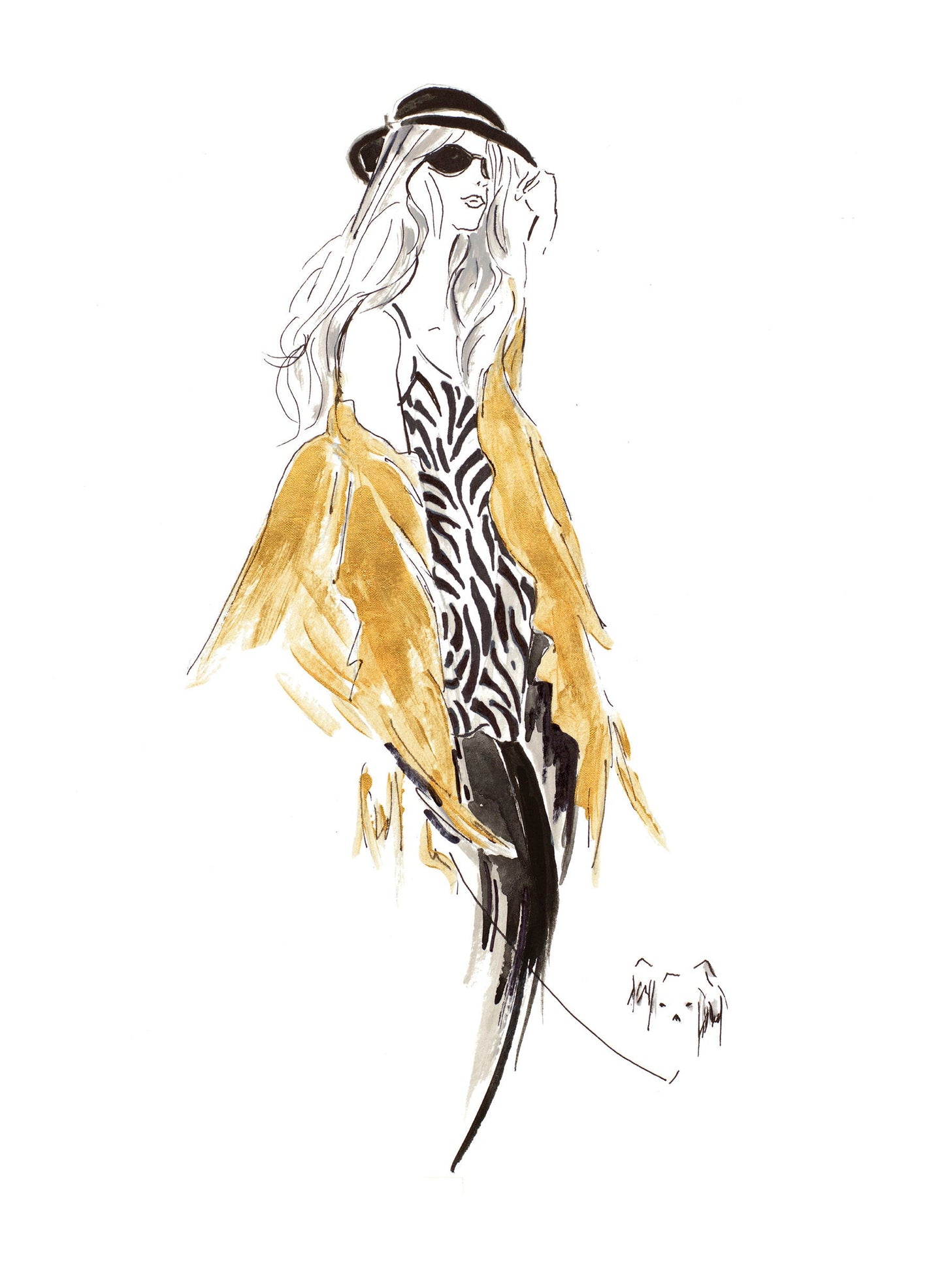 Fashion Sketch II By Patricia Pinto - White Classy Art