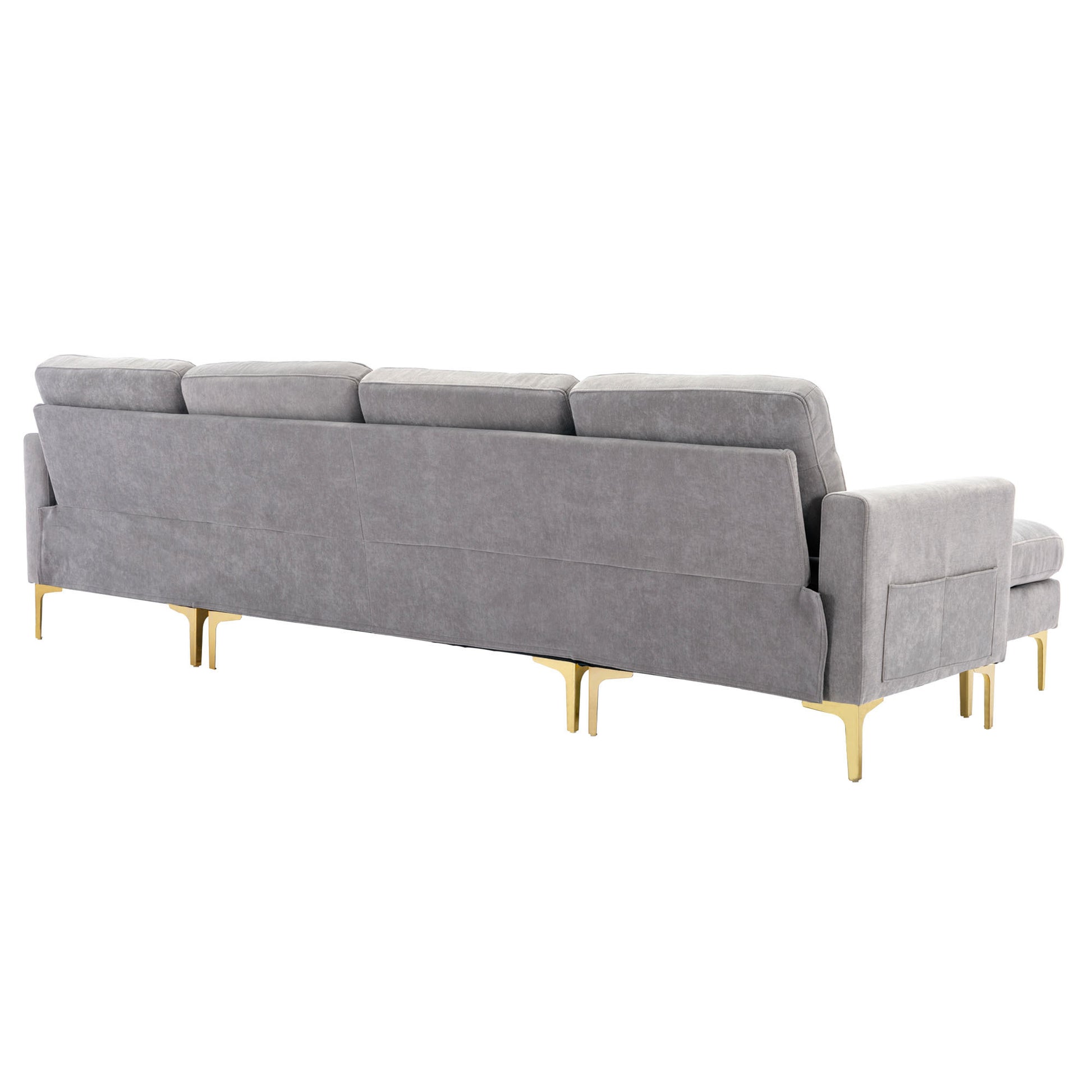 110" L-Shape Convertible Sectional Sofa Couch with Movable Ottoman for Living Room, Apartment, Office, Light Grey House to Home Furnishings LLC