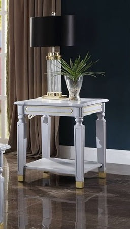 Acme Furniture House Marchese End Table in Pearl Gray 88867 ACME East