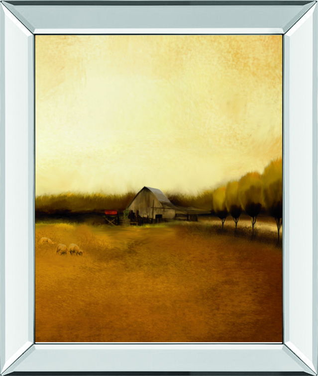 Rural Landscape I By Venter, T - Mirror Framed Print Wall Art - Light Brown Classy Art