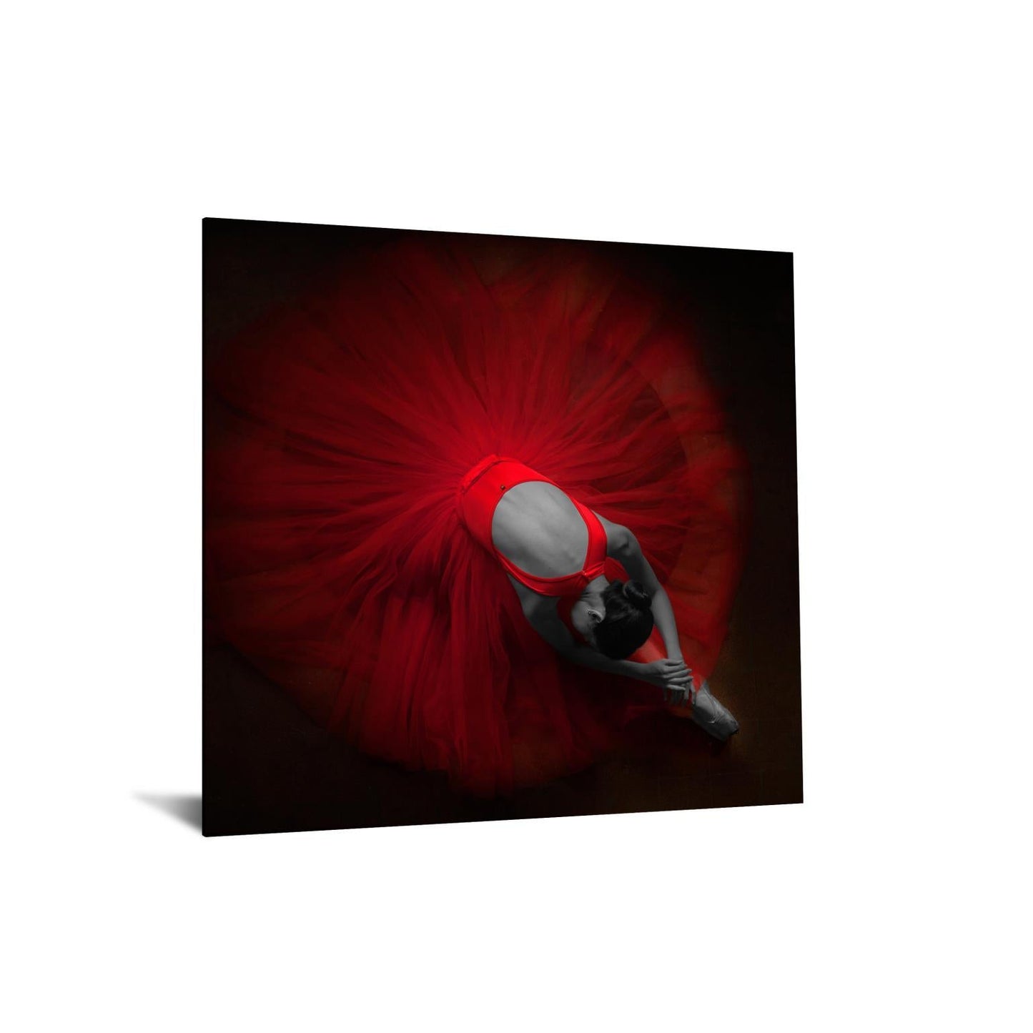 Floating Tempered Glass With Foil Ballerine In Red - Red Classy Art