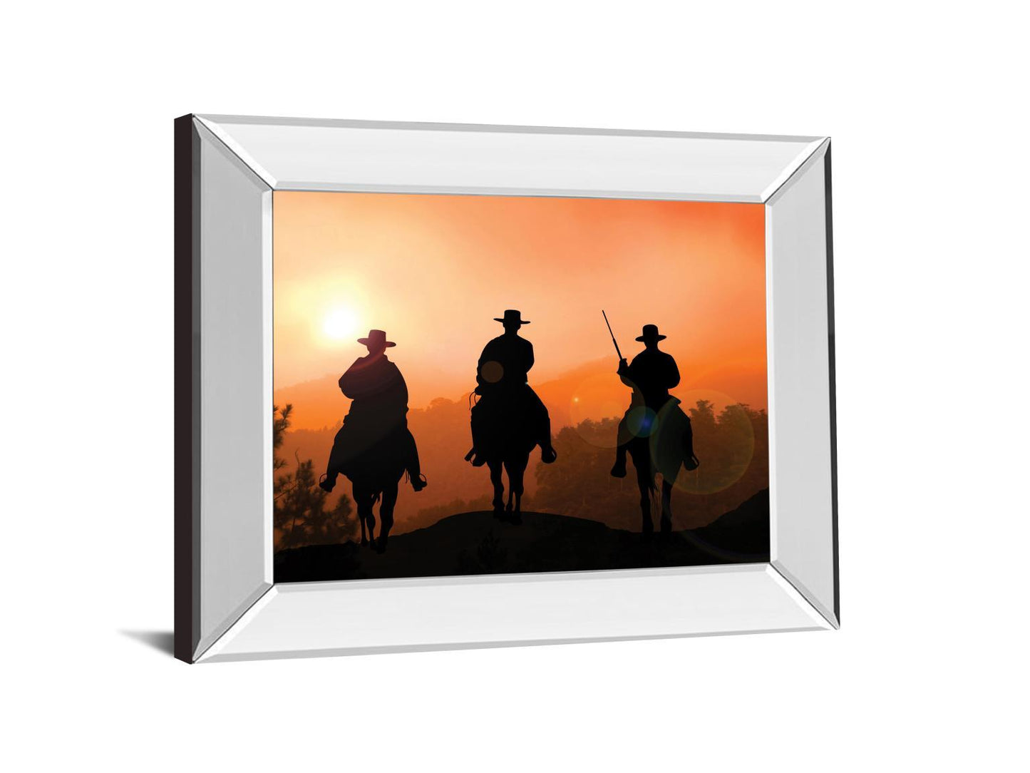 Horse Riders By Jtanki - Mirror Framed Print Wall Art - Red Classy Art