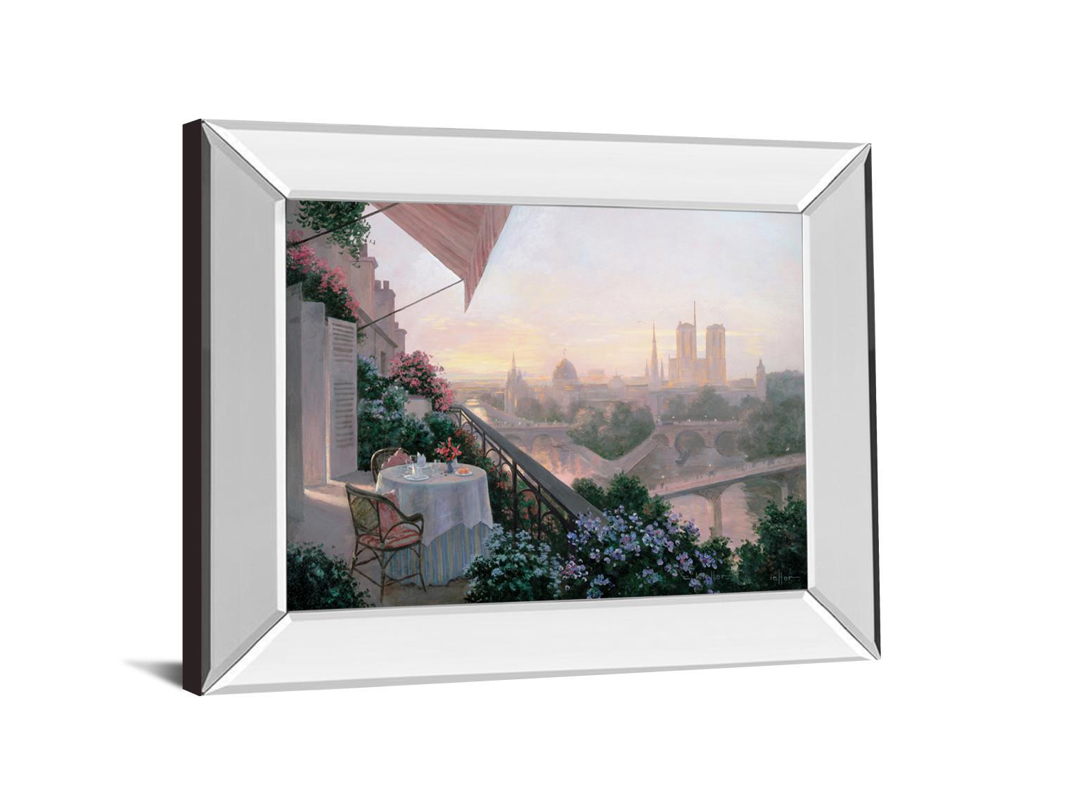 Dinner For Two By Christa Kieffer - Mirror Framed Print Wall Art - White Classy Art