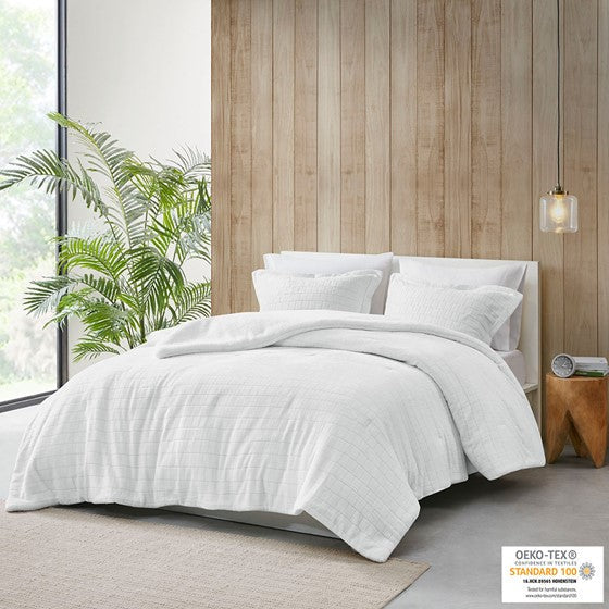 Plush to Sherpa Comforter Set Ivory Twin Olliix.com