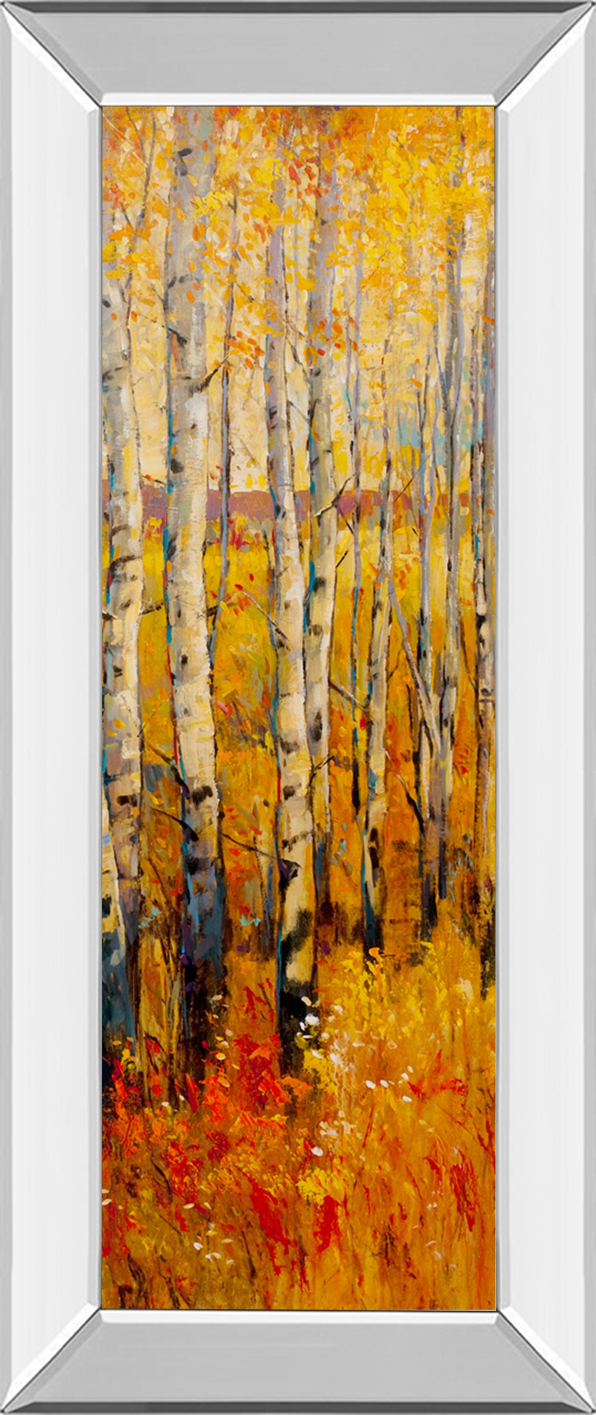 Vivid Birch Forest Il By Tim Otoole - Mirror Framed Print Wall Art - Orange Classy Art