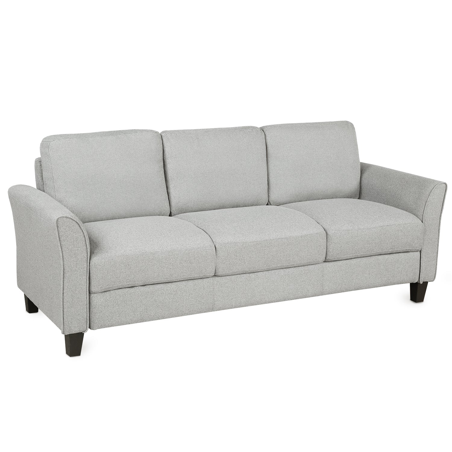 3-Seat Sofa Living Room Linen Fabric Sofa (Light Gray) House to Home Furnishings LLC