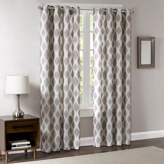 Metallic Ogee Sheer Panel with Blackout Lining Bronze Olliix.com