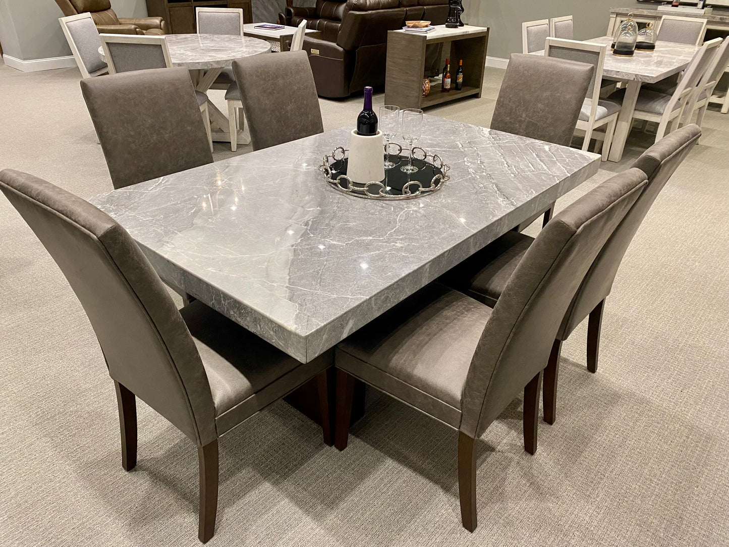 Arelis “Solid Genuine Marble” Dinning Table In Standard Height or Counter Height (4, 6, or 8 Seater Available) Steve Silver 2