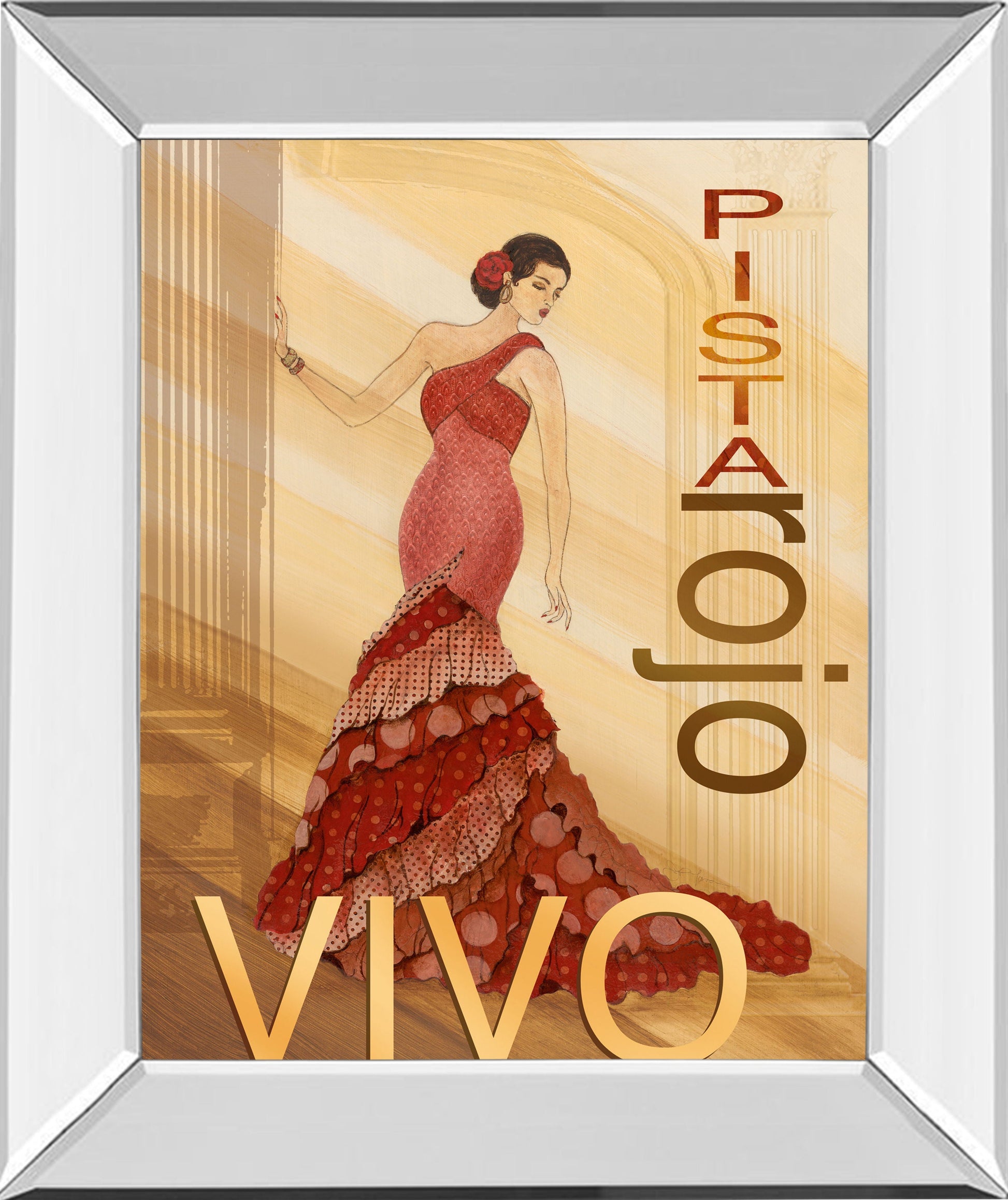 Pista Rojo By Tava Studio Mirror Framed Print Wall Art - Red Classy Art