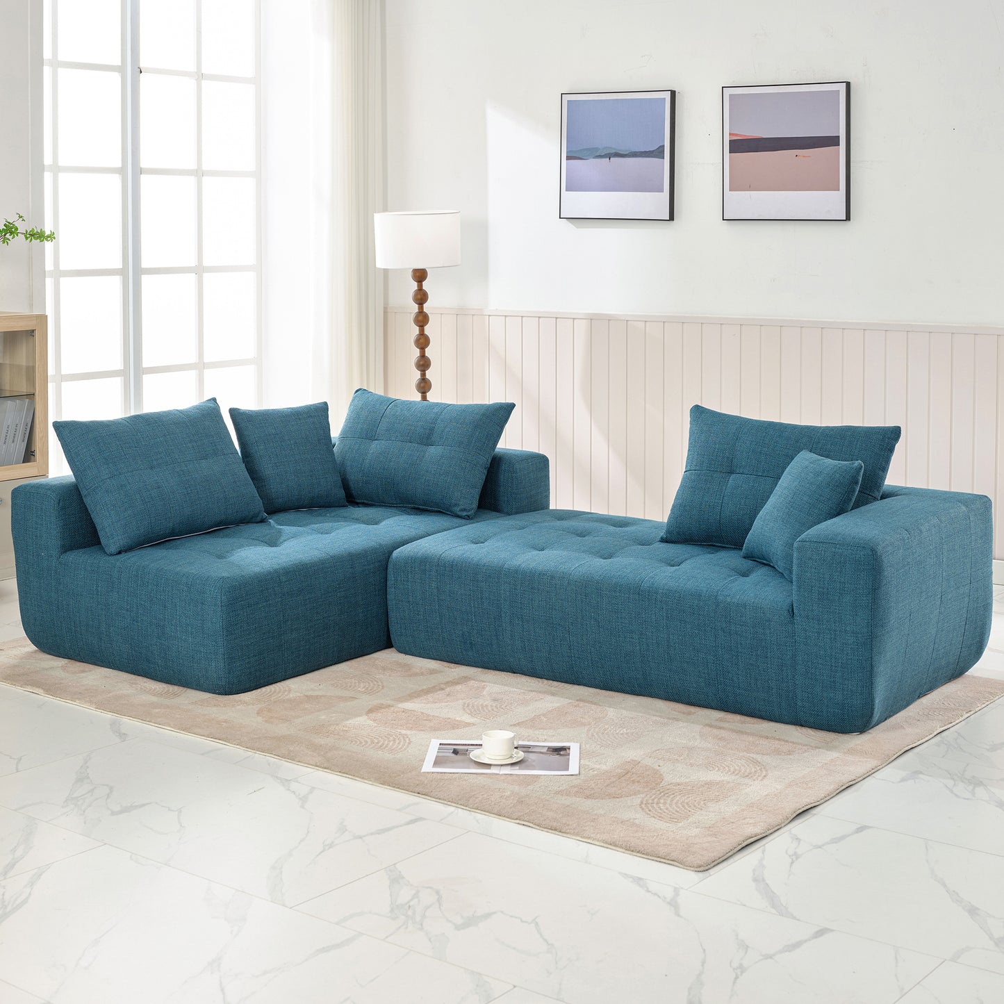 110x69" Modular Sectional Living Room Sofa Set, Modern Minimalist Style Couch, Installation-free sofa, Upholstered Sleeper Sofa for Living Room, Bedroom, Salon, 2 PC Free Combination, L-Shape, Linen House to Home Furnishings LLC