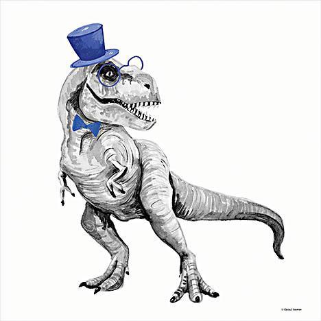 T-Rex In A Top Hat By Rachel Nieman - White Classy Art