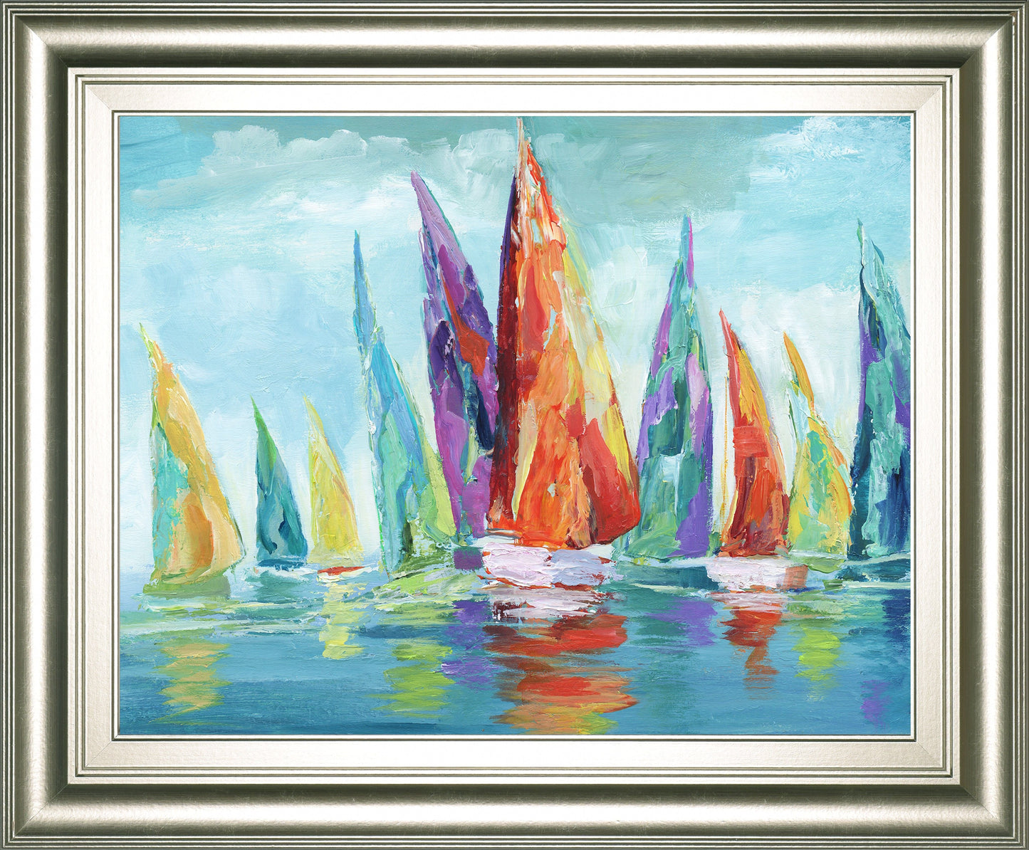 Fine Day Sailing I By Nan - Framed Print Wall Art - Light Blue Classy Art