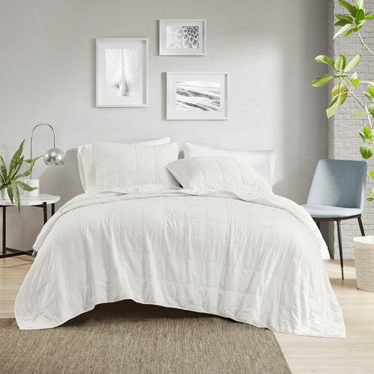 3 Piece White Coverlet Set Soft White Full/Queen Olliix.com