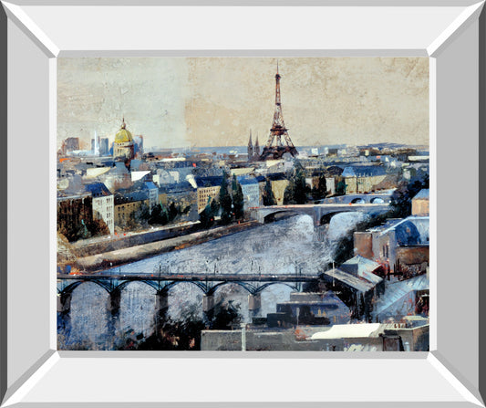 Paris By Marti Bofarull - Mirror Framed Print Wall Art - Blue Classy Art