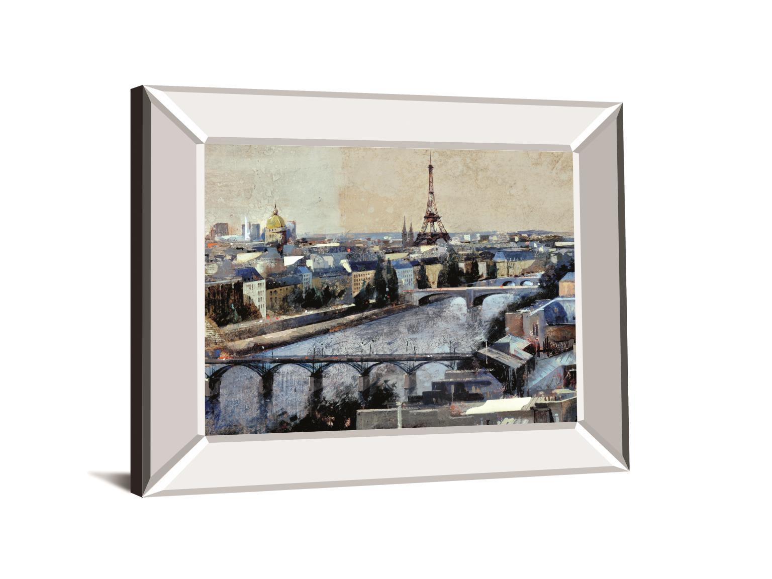 Paris By Marti Bofarull - Mirror Framed Print Wall Art - Blue Classy Art