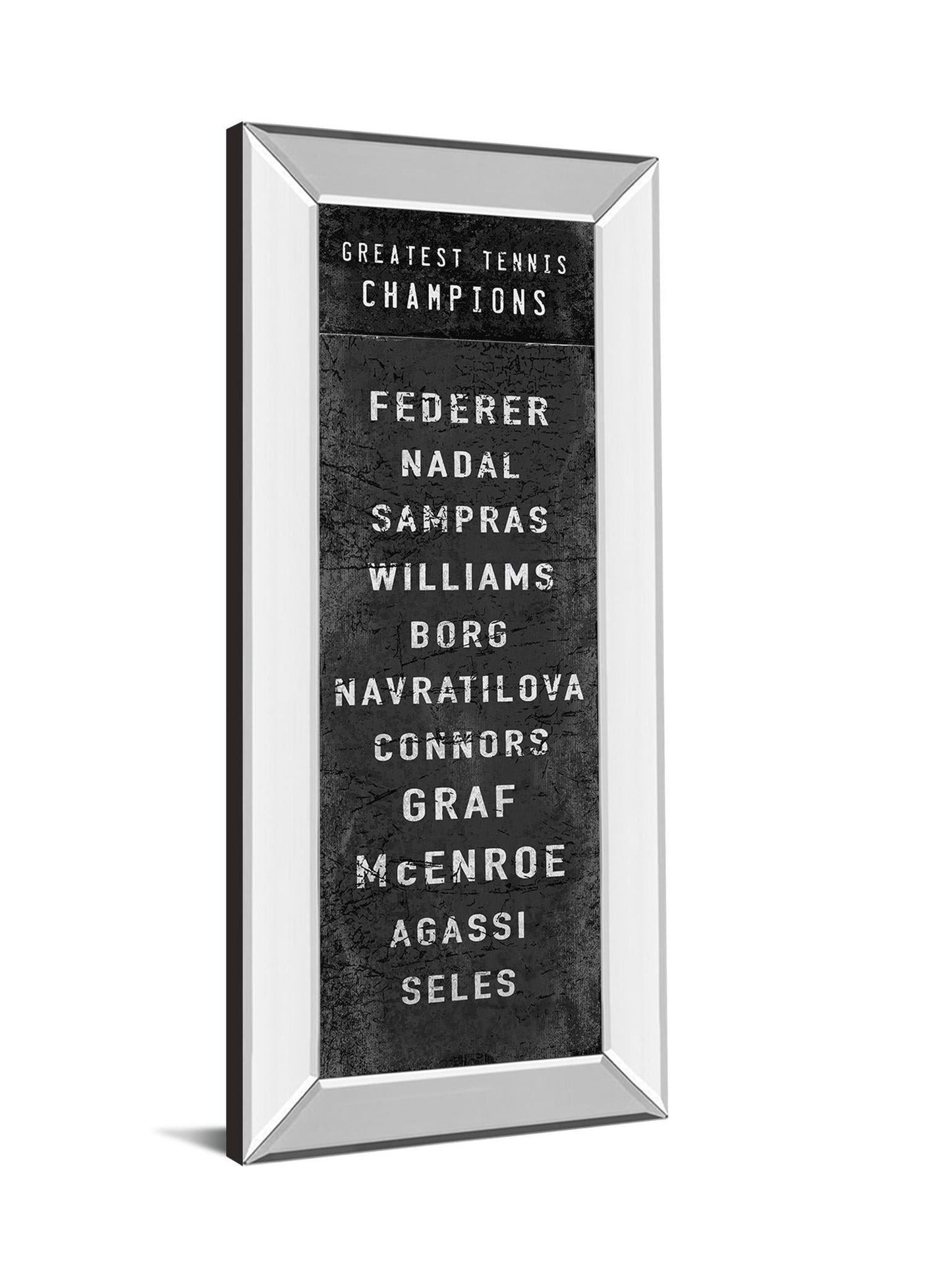 The Greatest Tennis Champions By The Vintage Collection - Mirror Framed Print Wall Art - Dark Brown Classy Art