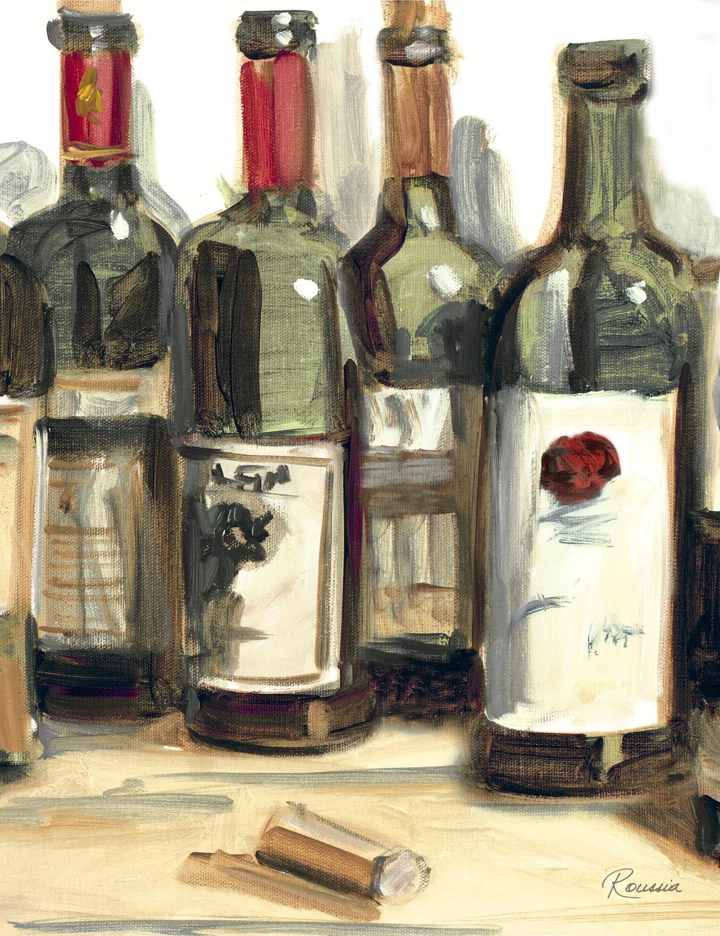 Wine Champ I By Heather A. French-Roussia - Light Brown Classy Art