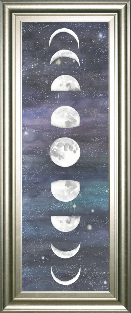 Moon Chart I By Naomi Mccavitt - Framed Print Wall Art - Blue Classy Art