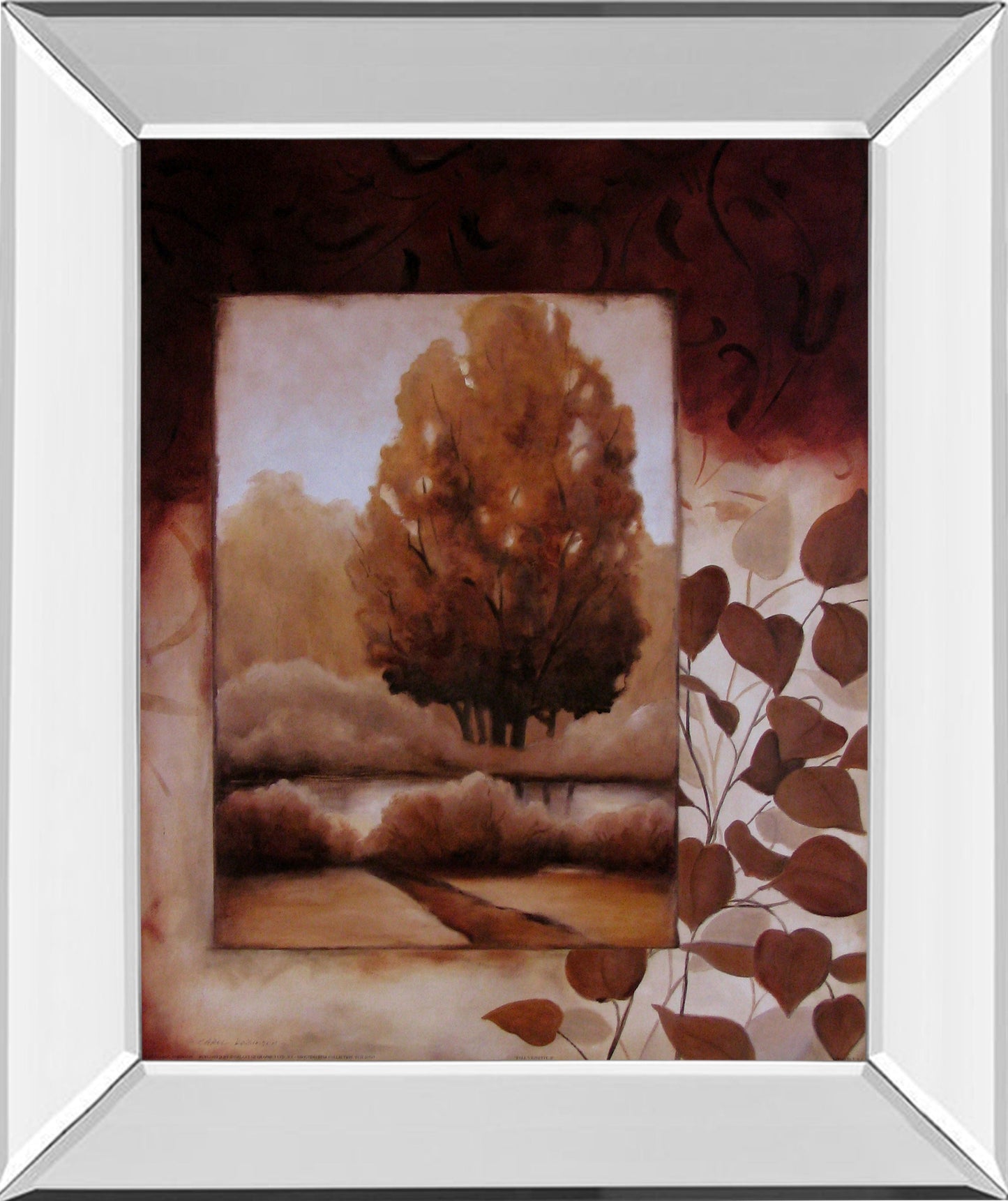 Fall Vignette Il By Carol Robinson - Mirror Framed Print Wall Art - Dark Brown Classy Art