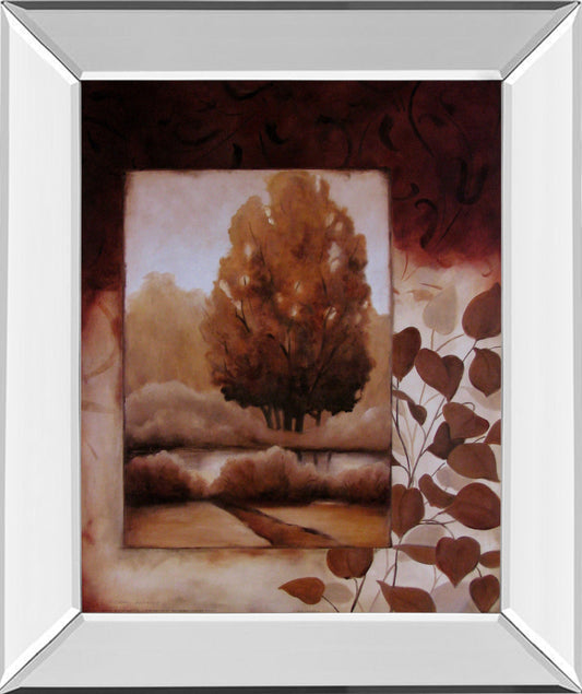 Fall Vignette Il By Carol Robinson - Mirror Framed Print Wall Art - Dark Brown Classy Art