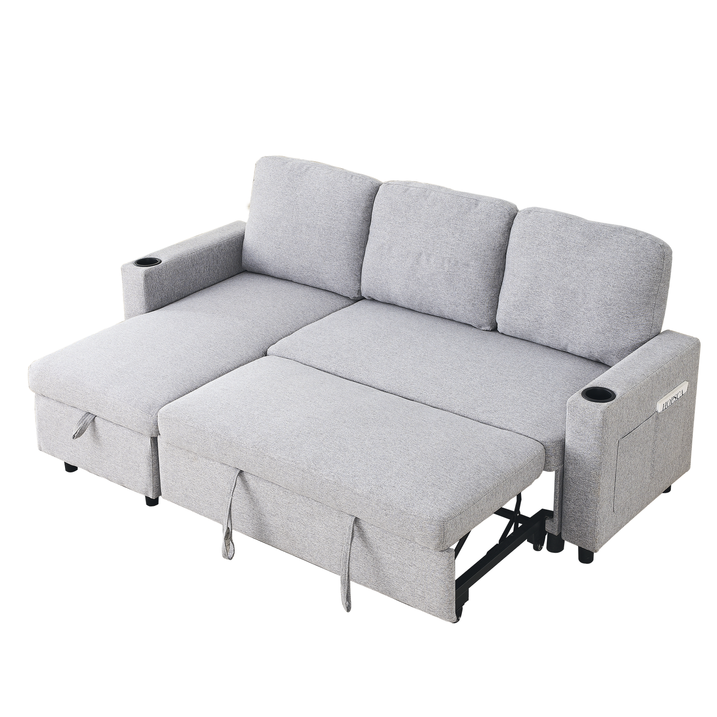 FX78.7"Comfortable Linen L-Shaped Combo Sofa Sofa Bed, Living Room Furniture Sets for Tight Spaces, Reversible Sleeper Combo Sofa with Pullout Bed,Reversible Sofa Bed for Living Room, Office, Apartmen House to Home Furnishings LLC