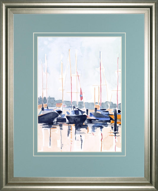 34x40 Watercolor Boat Club II By Emma Scarvey - Beige Classy Art