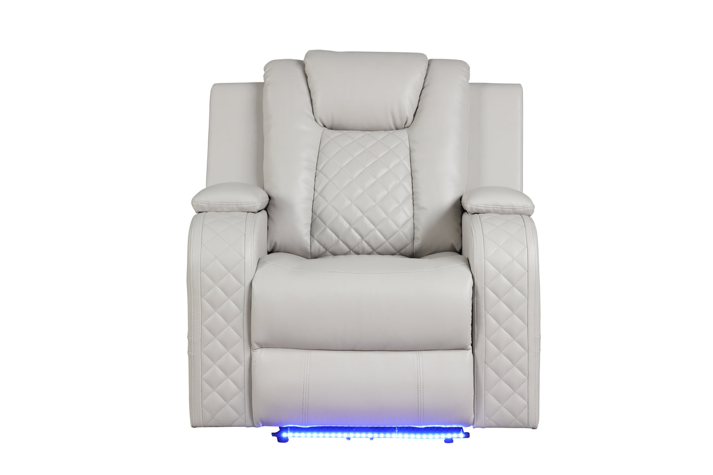 Benz LED & Power Recliner 3 PC Made With Faux Leather in Ice (FREE SHIPPING) House to Home Furnishings LLC