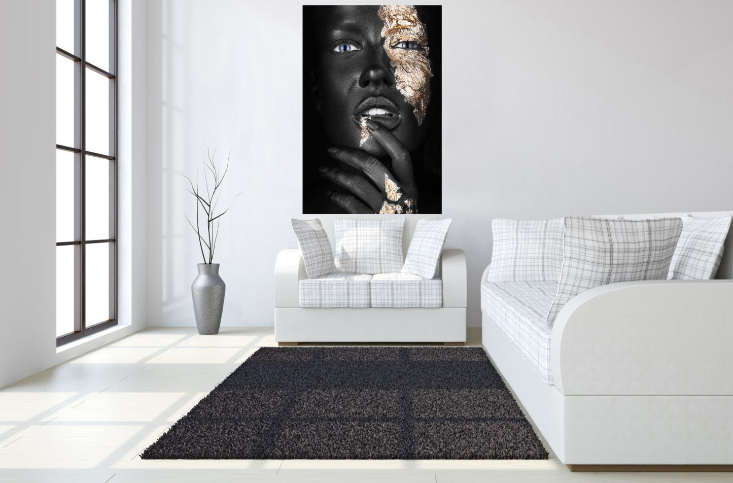 Tempered Glass With Foil - Pondering Gold - Dark Gray Classy Art