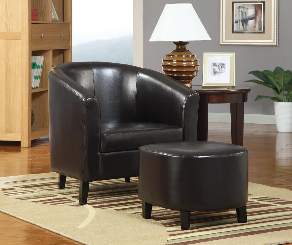 Leather Accent Chair and Ottoman Coaster Z2 Premium