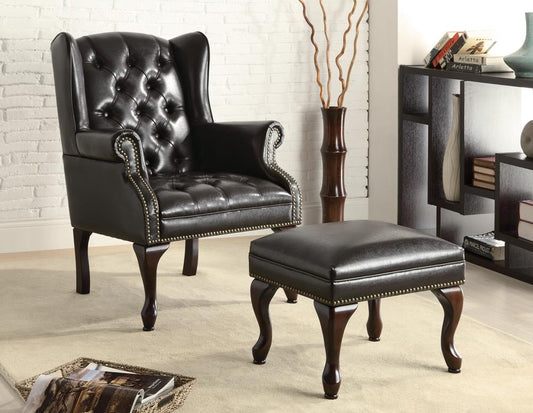 Traditional Espresso Accent Chair and Ottoman Coaster Z2 Premium