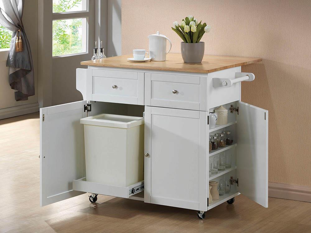 Transitional Natural Brown and White Kitchen Cart Coaster Z2 Premium