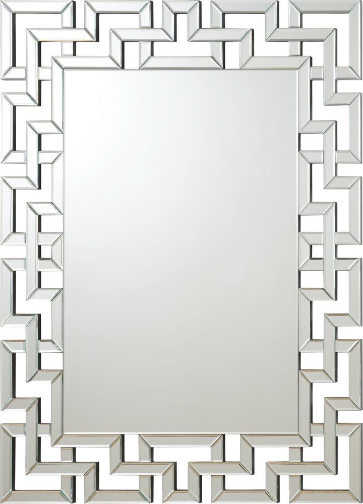 Transitional Frameless Greek Key Mirror Coaster Z2 Premium