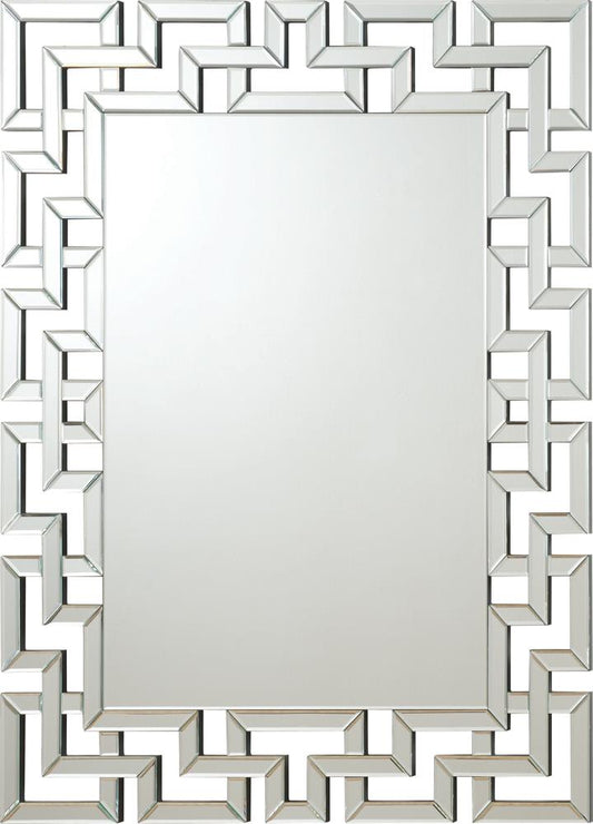 Transitional Frameless Greek Key Mirror Coaster Z2 Premium