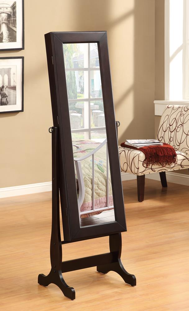 Transitional Cappuccino Cheval Mirror and Jewelry Armoire Coaster Z2 Premium