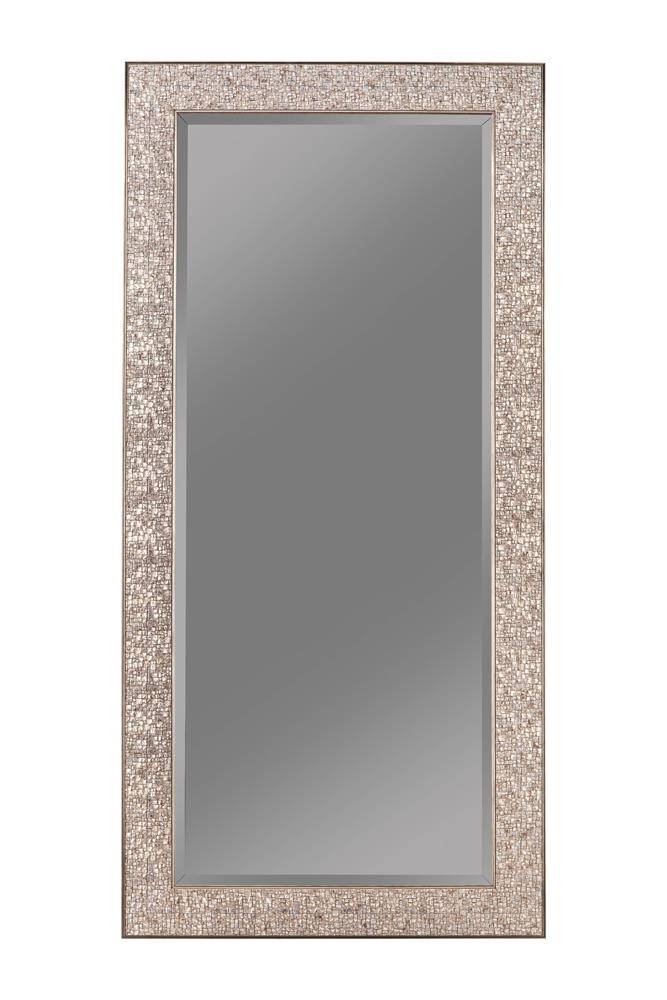 Transitional Silver Mosaic Rectangular Mirror Coaster Z2 Premium