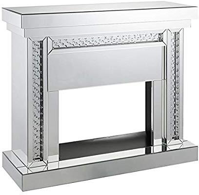 Acme Furniture Nysa Fireplace in Mirrored & Faux Crystals 90272 ACME East