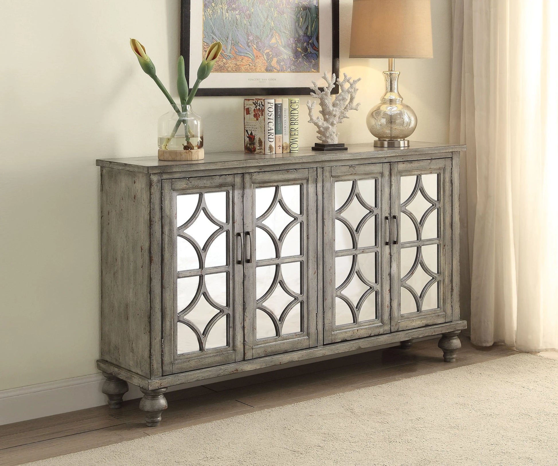 Velika Weathered Gray Console Table ACME East