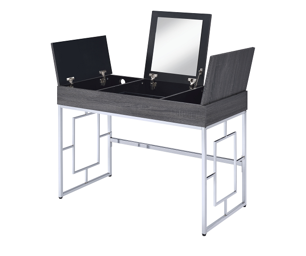 Saffron Black Oak & Chrome Vanity Desk ACME East