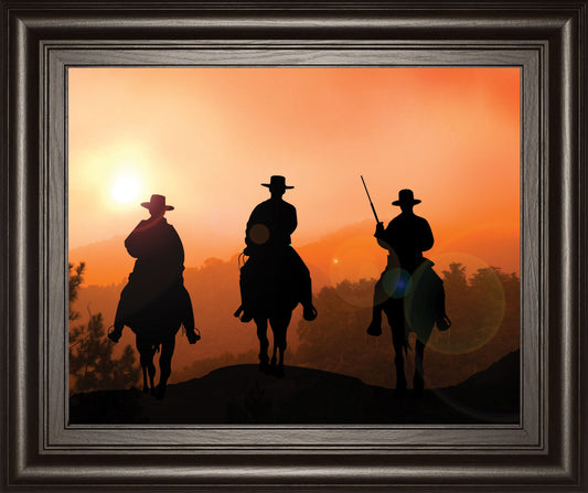 Horse Riders By Jtanki - Framed Print Wall Art - Red Classy Art