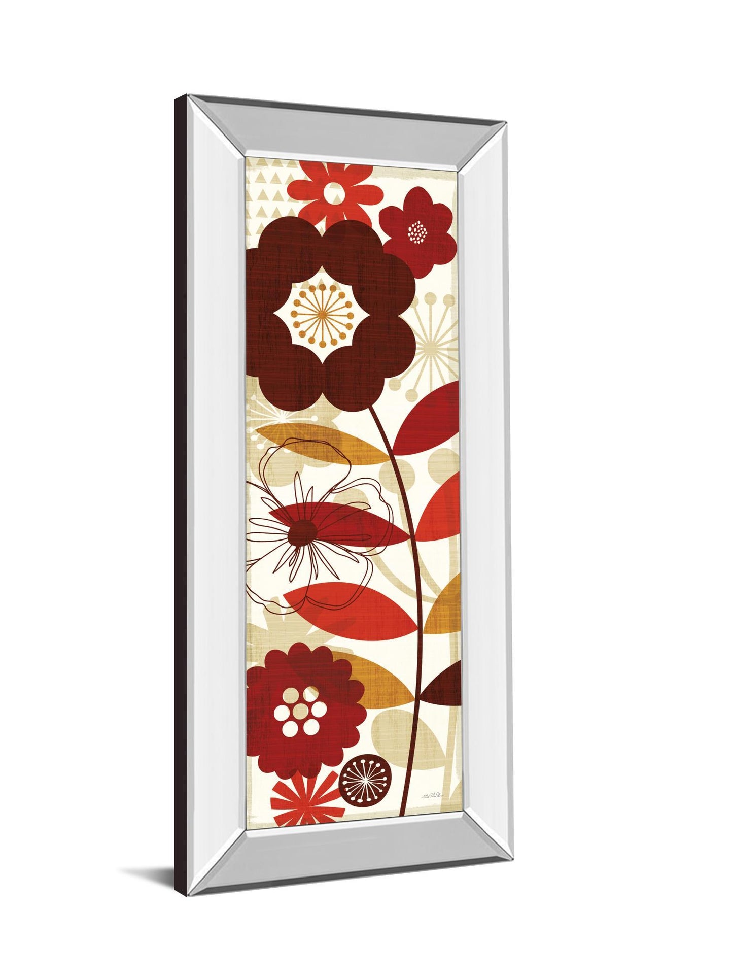 Floral Pop Panel I By Mo Mullan - Mirror Framed Print Wall Art - Red Classy Art