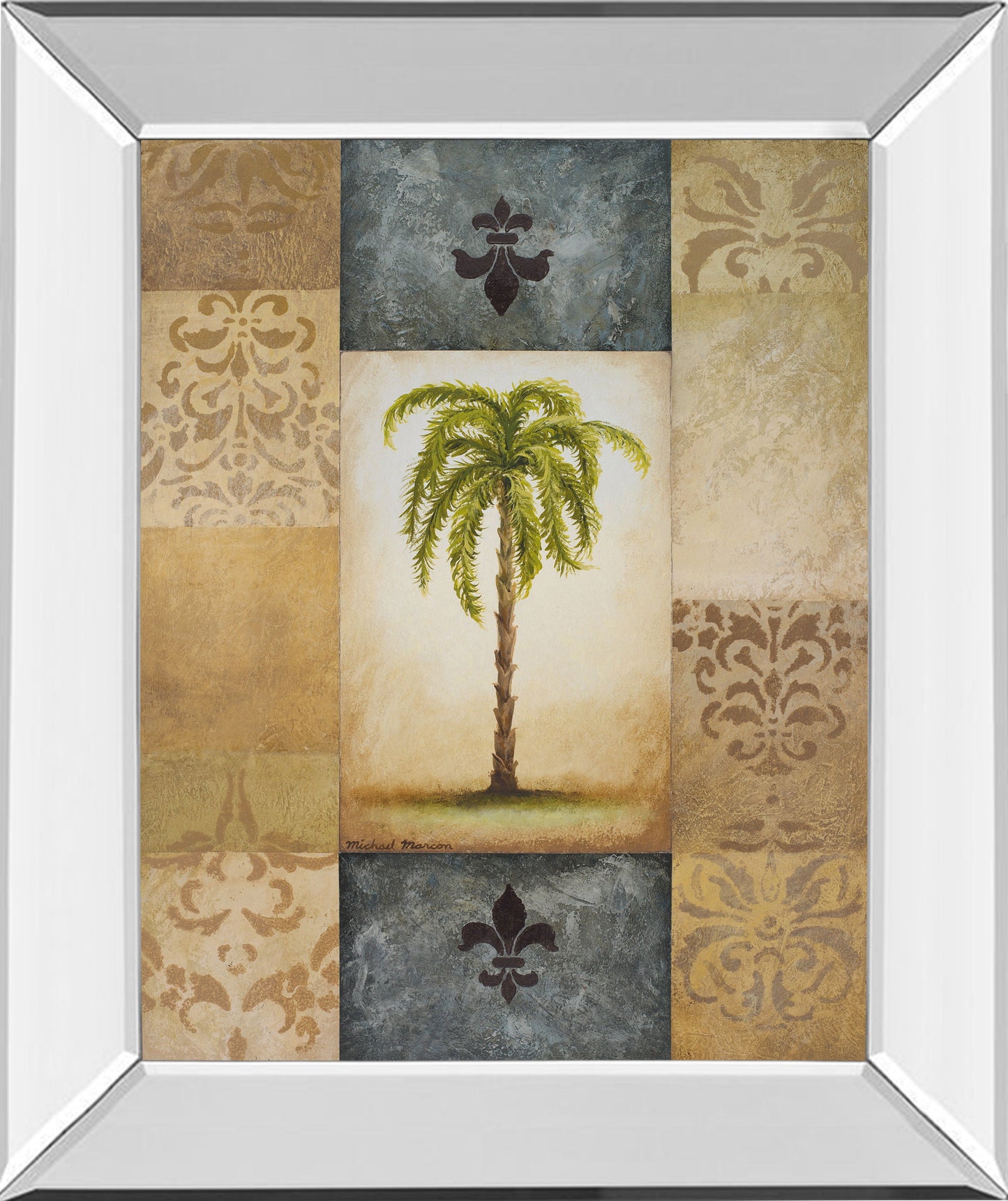 Fantasy Palm Il By Michael Marcon - Mirror Framed Print Wall Art - Green Classy Art