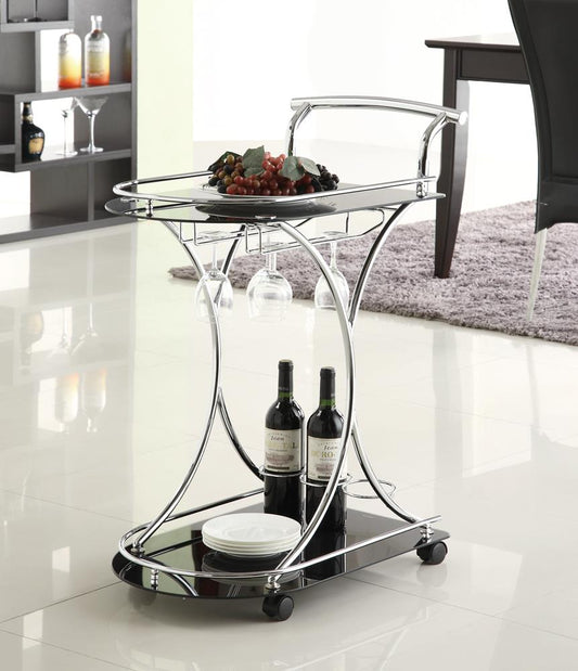 Chrome and Black Serving Cart Coaster Z2 Premium