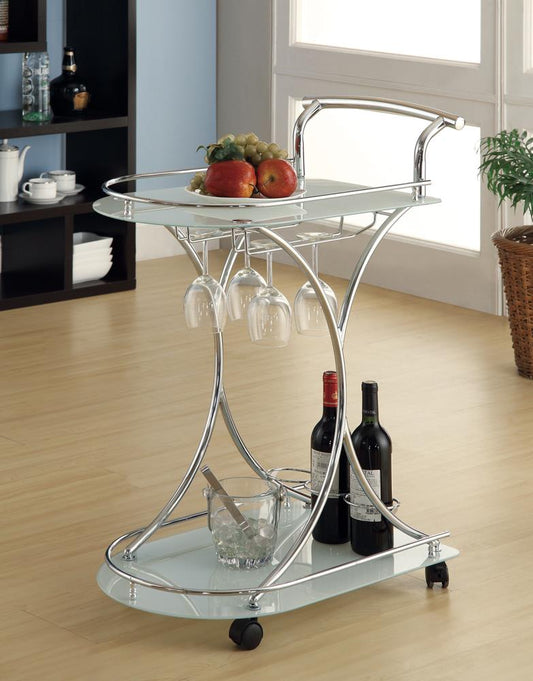 G910002 Contemporary Chrome Serving Cart Coaster Z2 Premium