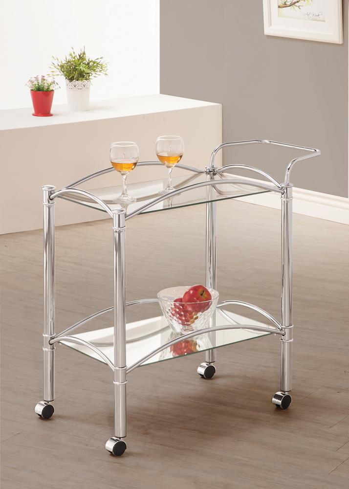 Traditional Chrome and Glass Serving Cart Coaster Z2 Premium