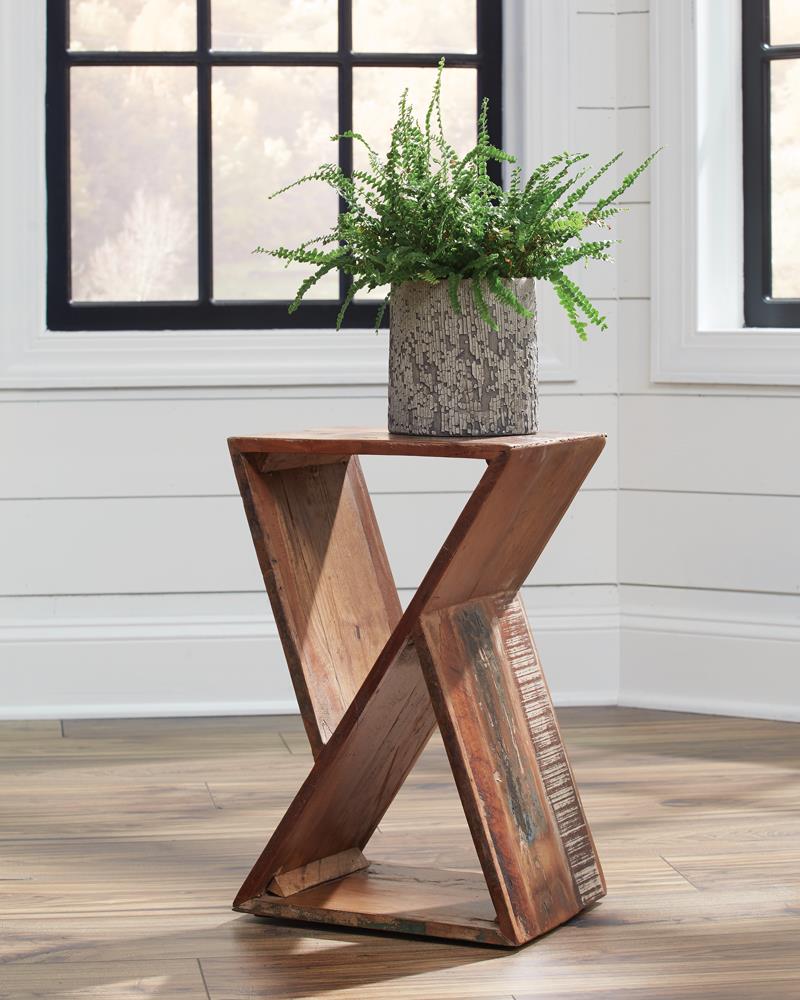 Industrial Reclaimed Wood Accent Table Coaster Z2 Premium