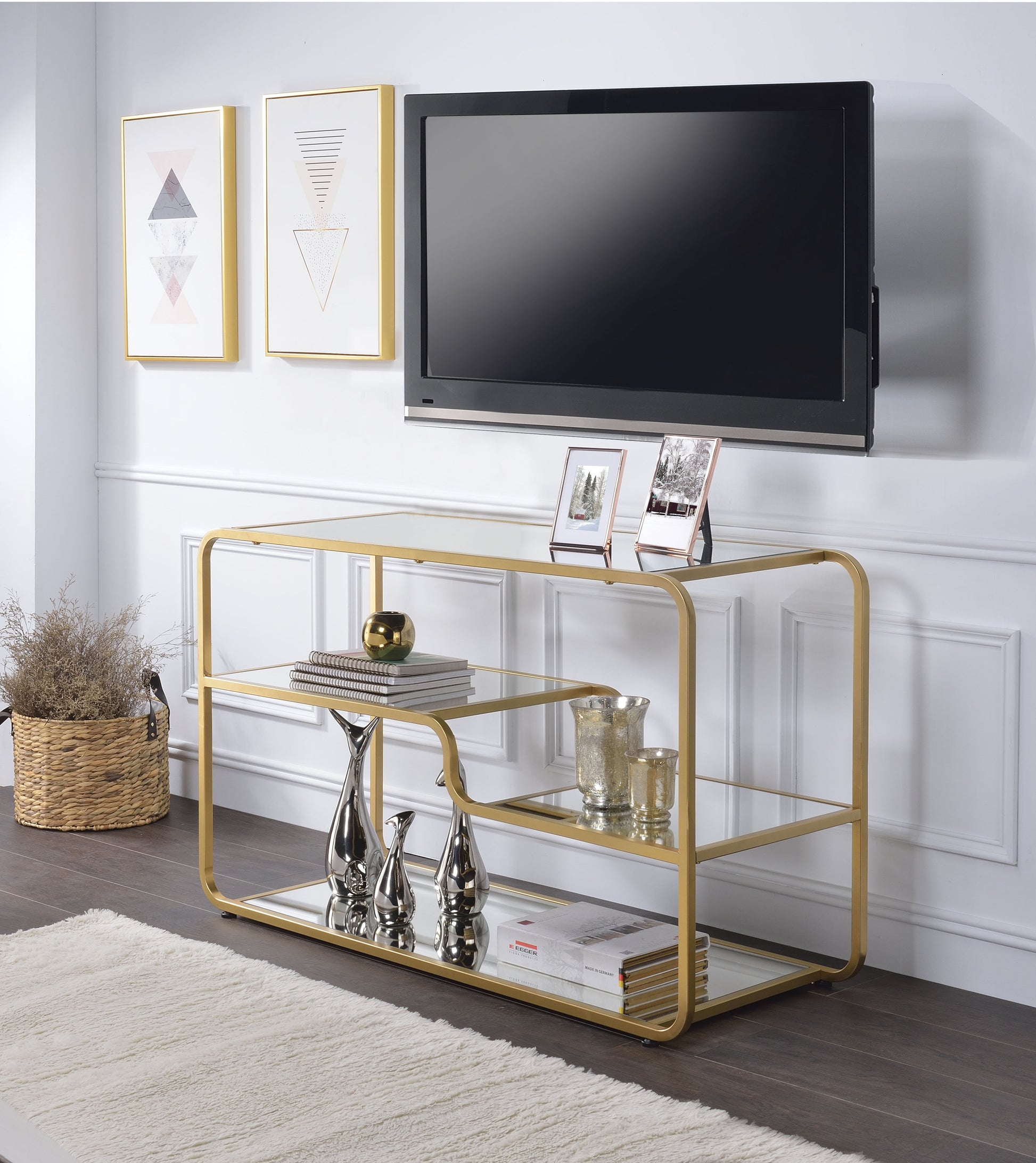 Astrid Gold & Mirror TV Stand ACME East