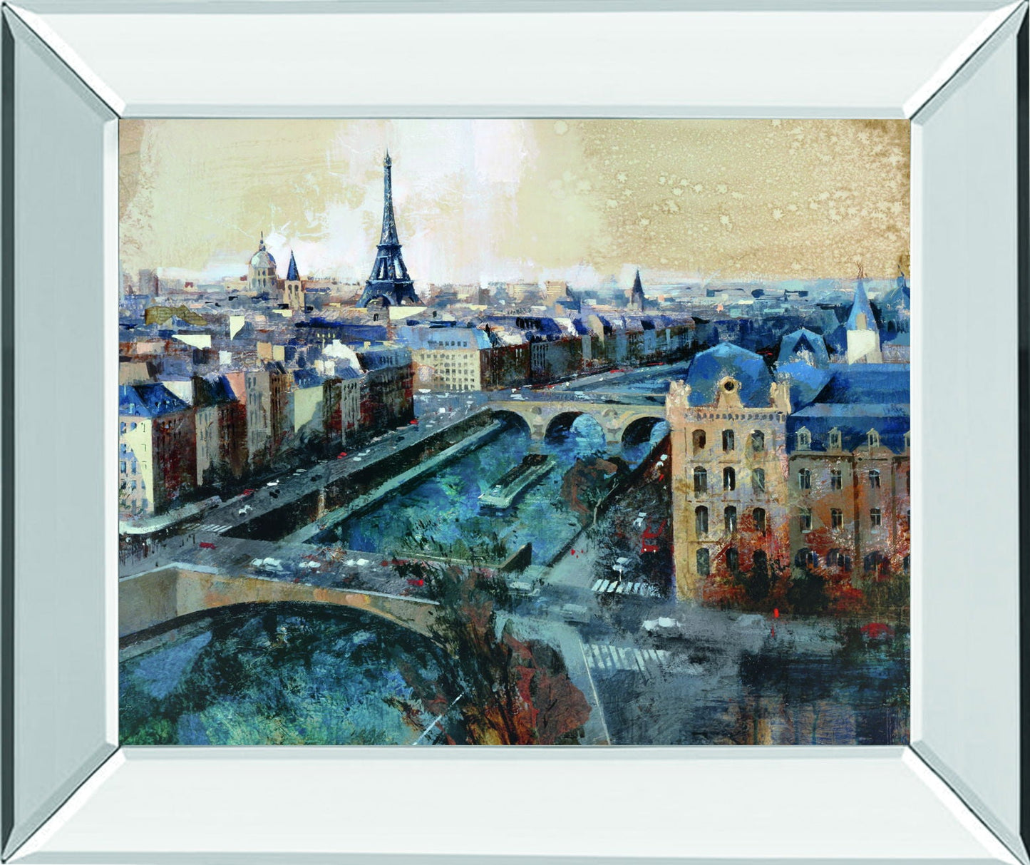 Ciel De Paris By Bofarull, M. - Mirror Framed Print Wall Art - Blue Classy Art