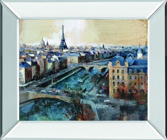 Ciel De Paris By Bofarull, M. - Mirror Framed Print Wall Art - Blue Classy Art